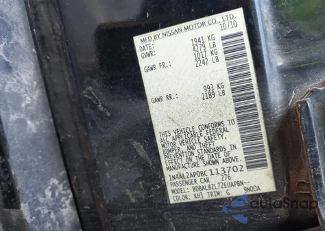 2011 Nissan Altima 2.5 S z USA, uszkodzony, nr VIN 1N4AL2AP0BC113702